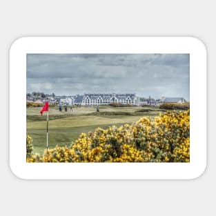 Carnoustie 18th hole and club hotel Sticker